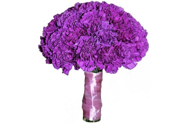 Фиолетовый свадебный букет из гвоздики