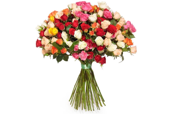 Букет 35 кустовых роз многоцветный
