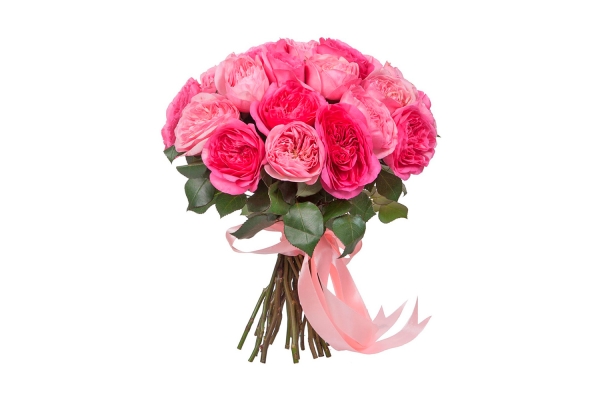Букет 25 пионовидных розовых роз