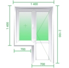 Балконный блок REHAU DELIGHT Design  (2100 мм*1400мм) дверь поворотная окно глухое с монтажом под ключ