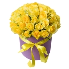 Букет желтых розы в шляпной коробке с доставкой