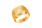 Кольцо печатка из золота с алмазной гранью Соколов