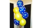 Фонтан из гелиевых шариков Желто-синий с горошком