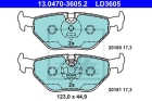 Комплект тормозных колодок, дисковый тормоз арт: ATE 13.0470-3605.2