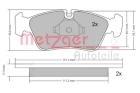 Комплект тормозных колодок, дисковый тормоз арт: METZGER 1170019