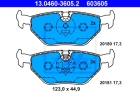 Комплект тормозных колодок, дисковый тормоз арт: ATE 13.0460-3605.2