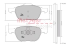 Комплект тормозных колодок, дисковый тормоз арт: METZGER 1170008
