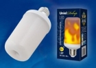 Uniel L60 лампа св/д декорат. E27 6W «эффект пламени» 135x65 3 реж. цилиндр LED-L60-6W/FLAME/E27/FR