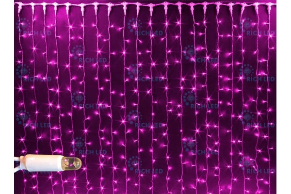 Светодиодный занавес LED, розовый