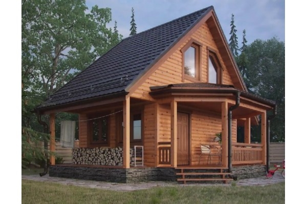 Проект деревянного дома из бруса с мансардой