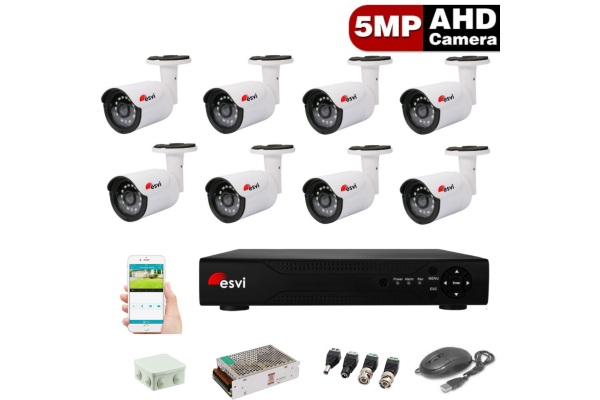 Комплект для видеонаблюдения - на 8 уличных AHD камер 5.0MP  
