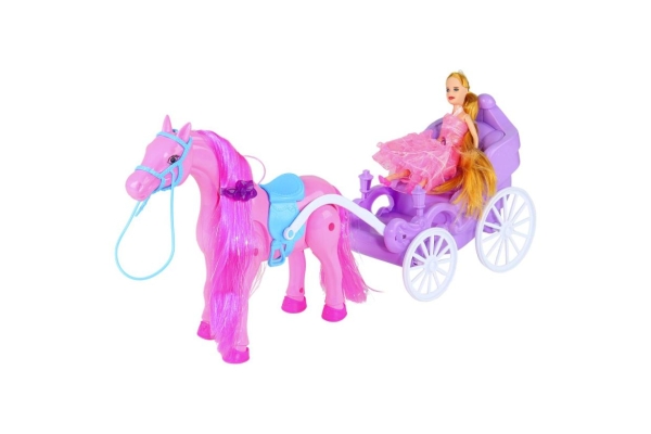 Карета с куклой Amore Bello, лошадка ходит, со звуковыми эффекты 41*12*21 см