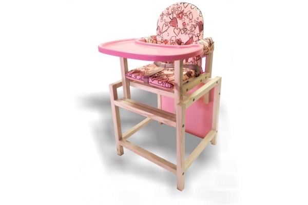 Стул-стол для кормления розовая столешница/розовый арт.СТД 07