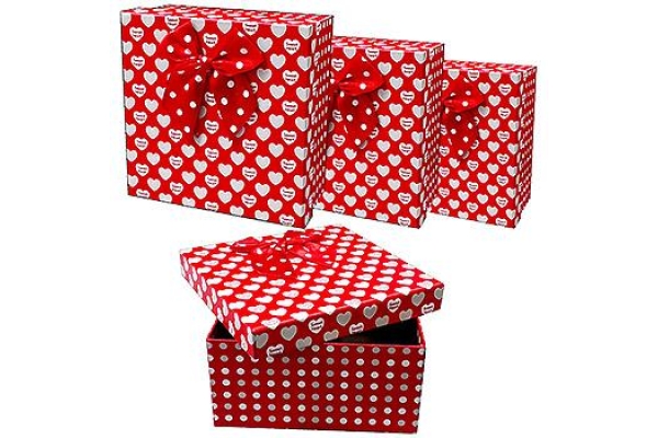 Коробка подарочная &quot;KWELT&quot; 18,5*18,5*9,5 см, цветной картон, атласный бант в горошек, цвет ассорти