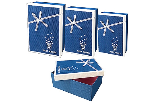 Коробка подарочная &quot;KWELT&quot; 11,9*18,7*7 см, ПВХ, текстильный бант, цвет синий