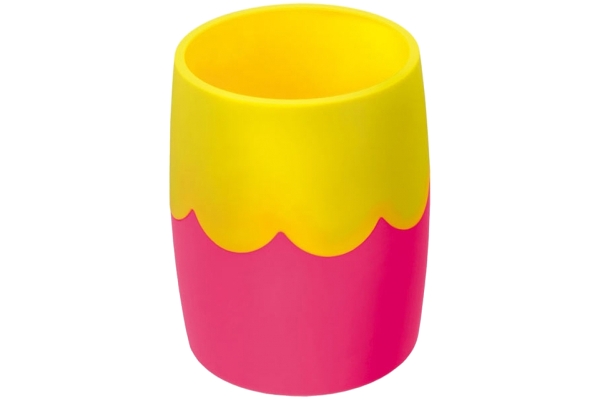 Подставка-стакан Стамм, пластик, круглый, двухцветный розово-желтый