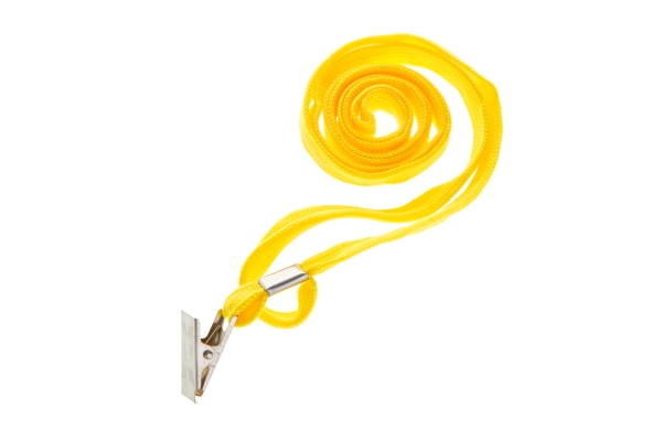 Шнурок для бейджей OfficeSpace, 45см, металлический клип, желтый