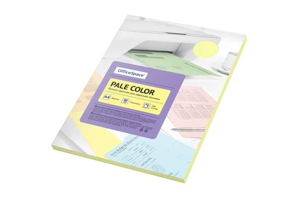 Бумага цветная OfficeSpace "Pale Color", A4, 80 г/м², 100л., (желтый)