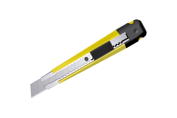 Нож канцелярский 18мм Berlingo "Hyper", auto-lock, металл. направл., желтый, европодвес