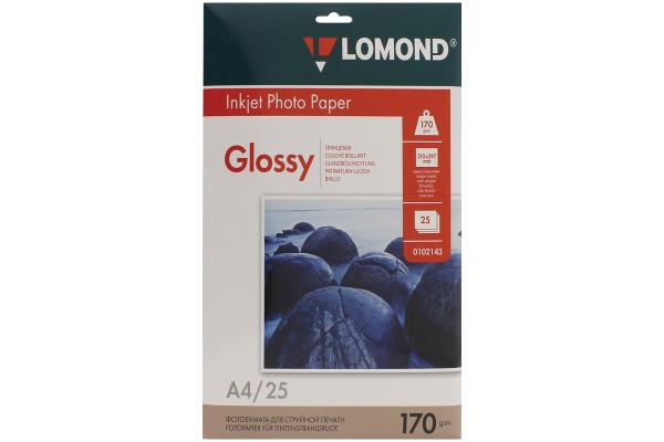 Фотобумага А4 для стр. принтеров Lomond, 170г/м2 (25л) гл.одн., тип покрытия Cast Coated