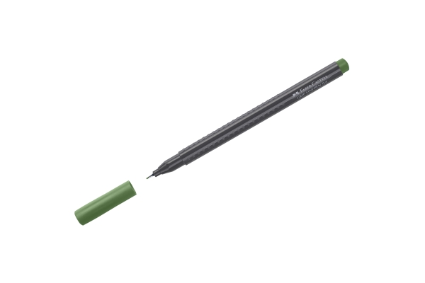Ручка капиллярная Faber-Castell "Grip Finepen" оливковая, 0,4мм, трехгранная