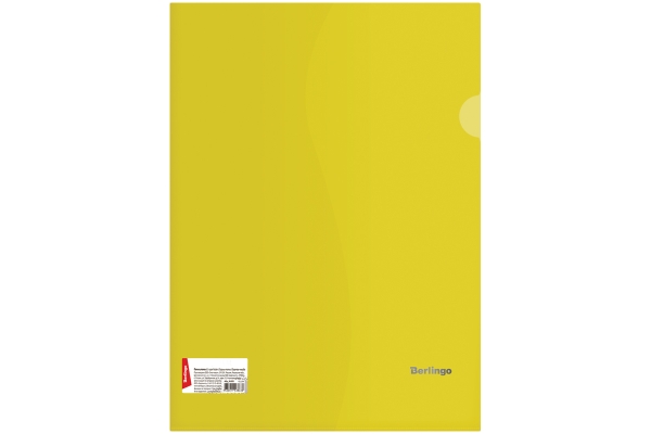 Папка-уголок Berlingo, А4, 180мкм, прозрачная желтая, индив. ШК