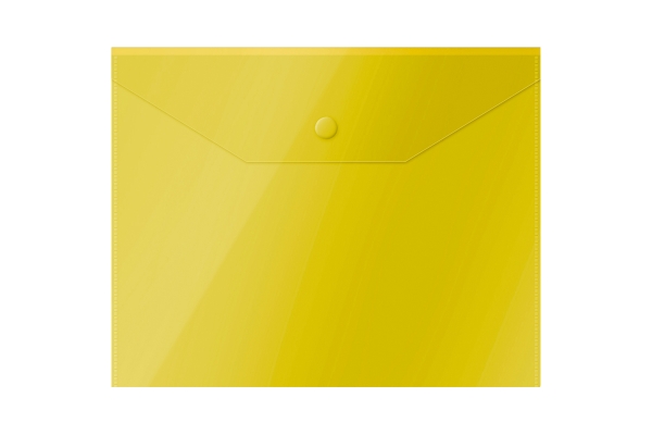 Папка-конверт на кнопке OfficeSpace А5 (190*240мм), 150мкм, полупрозрачная, желтая