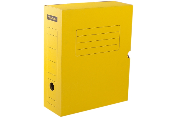 Короб архивный с клапаном OfficeSpace, микрогофрокартон, 100мм, желтый, до 900л.