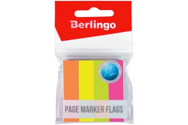 Флажки-закладки Berlingo, 12*50мм, 100л*4 неоновых цвета