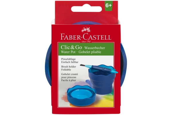 Стакан для воды Faber-Castell "Clic&Go", складной, синий