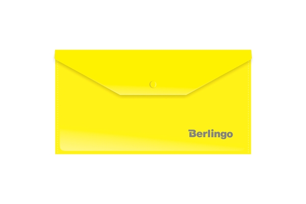Папка-конверт на кнопке Berlingo, C6, 180мкм, желтая
