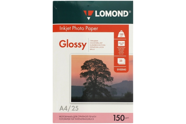 Фотобумага А4 для стр. принтеров Lomond, 150г/м2 (25л) гл.одн.