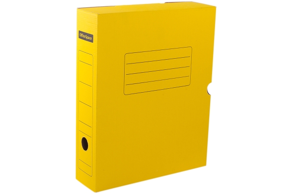 Короб архивный с клапаном OfficeSpace, микрогофрокартон,  75мм, желтый, до 700л.