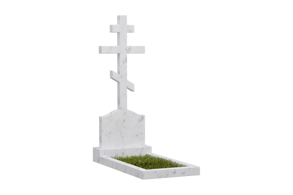 Мраморный памятник  с крестом на могилу №10