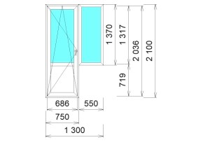 Балконный блок Brusbox 60-3 Aero Белый (1300х2100)