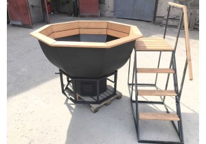 Банный чан 200 см, оцинкованная сталь с приварной печью