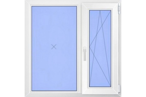 Пластиковое окно REHAU DELIGHT Design (1300мм*1400мм) двустворчатое 1 створка П/О с монтажом под ключ