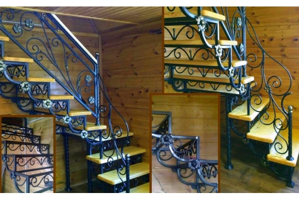 Кованая лестница из металла КЛ-8