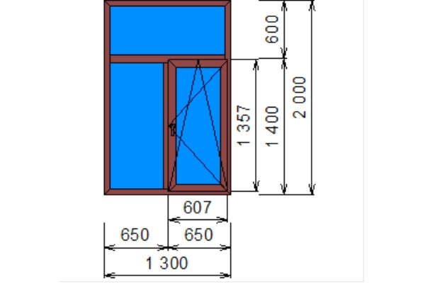 Поворотно-откидное ламинированное окно Brusbox 60 (2000х1300)