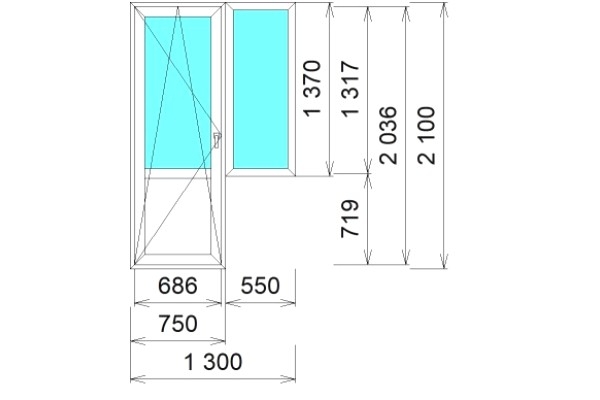 Балконный блок Brusbox 60-3 Aero Белый (1300х2100)