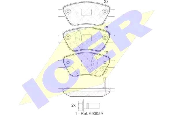 Комплект тормозных колодок, дисковый тормоз арт: ICER 181810