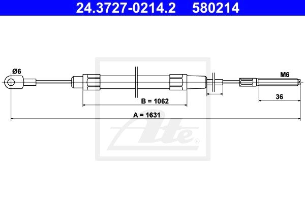 Трос, стояночная тормозная система арт: ATE 24.3727-0214.2