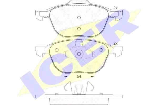 Комплект тормозных колодок, дисковый тормоз арт: ICER 181617