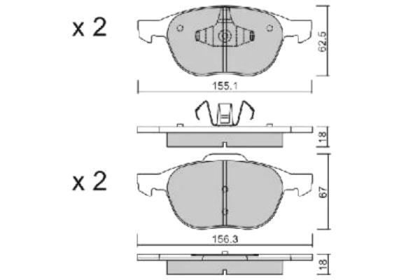 Комплект тормозных колодок, дисковый тормоз арт: AISIN BPFO-1004