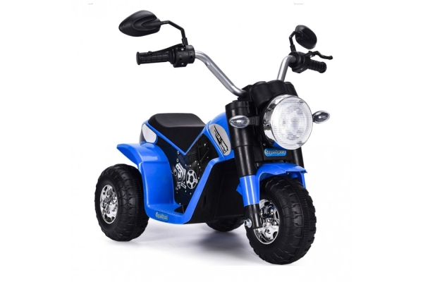 Детский электромотоцикл Zhehua Technology пластиковые колеса,свет,музыка, голубой арт.916