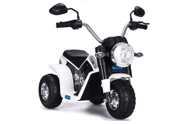 Детский электромотоцикл Zhehua Technology пластиковые колеса,свет,музыка, белый арт.916