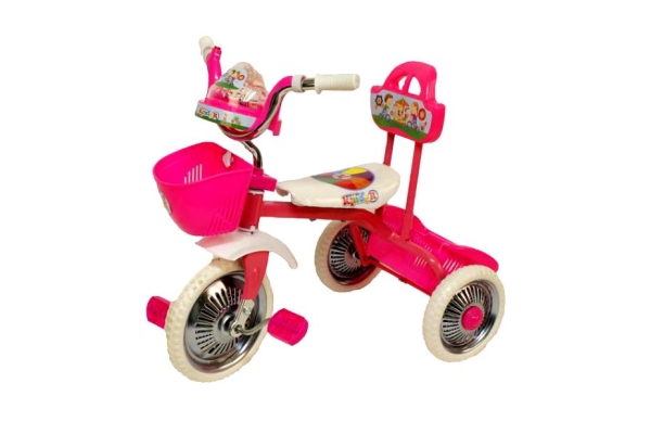 Велосипед 3-х колесный Чижик розовый без ручки со светом и звуком, металлические колеса