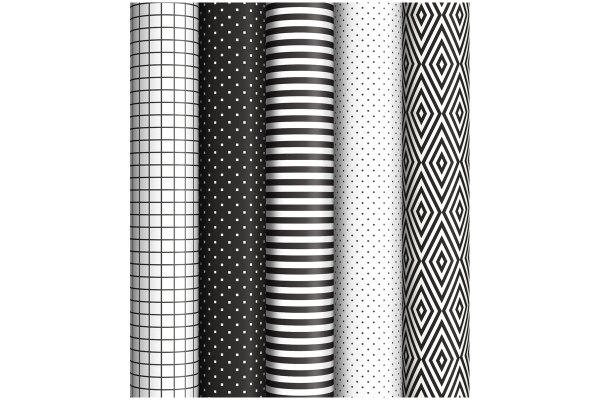 Упаковочная бумага глянц. 70*100см, ArtSpace "Black&White", 1 лист, 65г/м2, ассорти 5 дизайнов