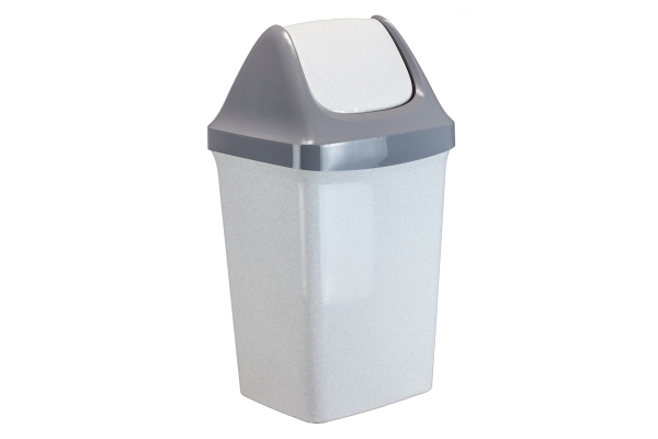 Ведро-контейнер для мусора (урна) Idea "Свинг", 15л, качающаяся крышка, пластик, мраморный