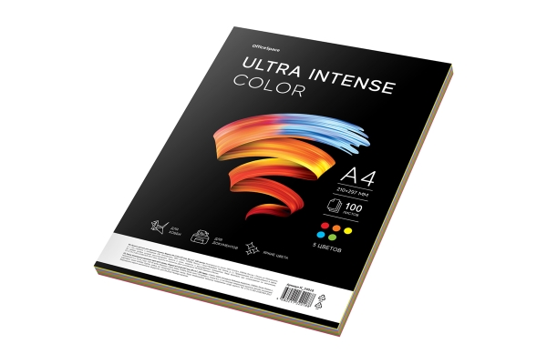 Бумага цветная OfficeSpace "Ultra Intense Color", A4, 80 г/м², 100л., (5 цветов)